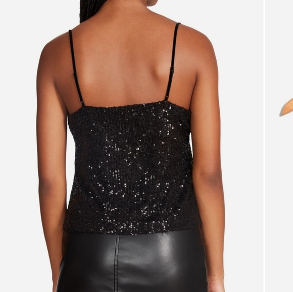 Steve Madden Black Sequin Camisole Size L Party Night Out - Picture 3 of 6